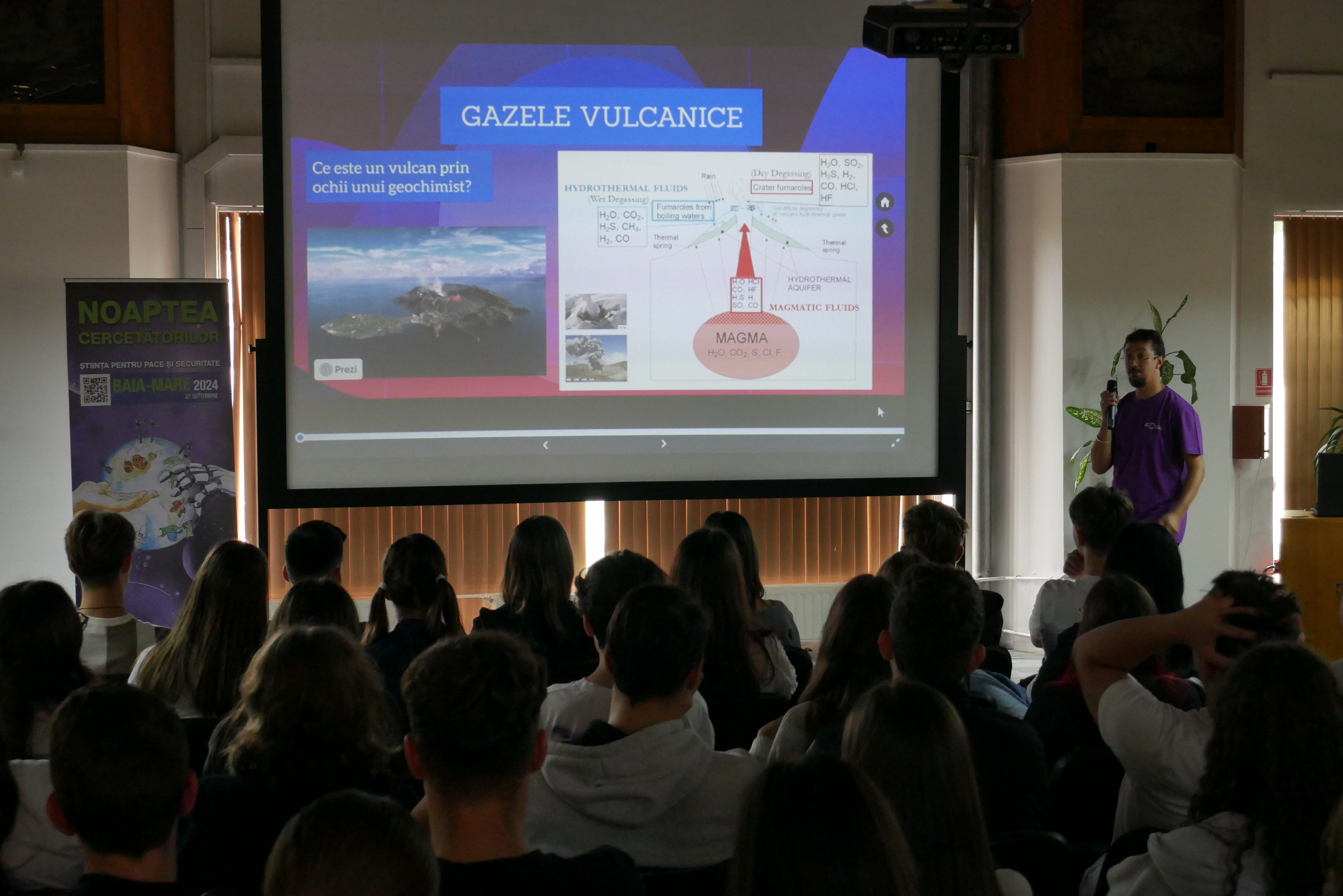 Highschool students learning about volcano eruptions and monitoring Alt text